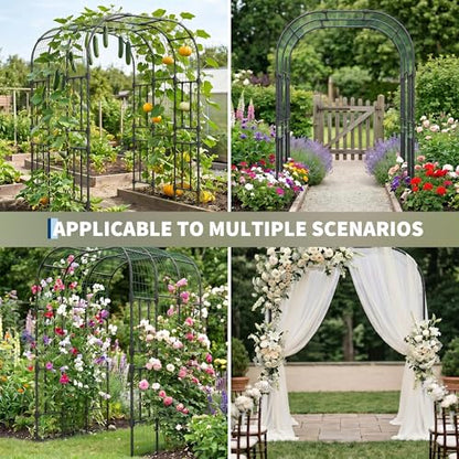 Metal Garden Arch Trellis, 7.3 Ft Black for Raised Beds, Plant Support for Cucumbers & Climbing Vegetables - size: U-Insert-Fit 7.3 x 5 x 4 Ft