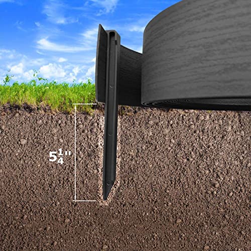 80FT Black Landscape Edging Coil Kit 4 Inch High with 24pcs 10-inch Spikes - style: 80FT Black