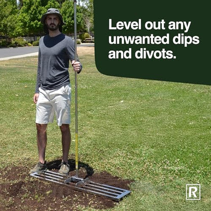 Rocklin™ 48" Lawn Leveling Rake, Stainless Steel, 78" Handle - size: 48 Inches