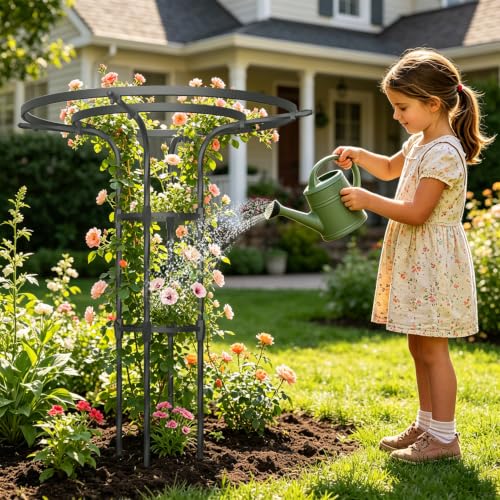43 Inch Umbrella Trellis for Climbing Plants Outdoor - color: 3 Floors/Black