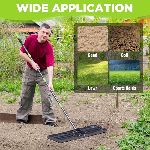 WORKPRO Lawn Leveling Rake, 30"x10" Rake with 6FT Adjustable Handle - size: 30''x10''-6FT
