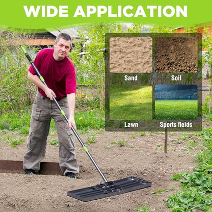 WORKPRO Lawn Leveling Rake, 30"x10" Rake with 6FT Adjustable Handle - size: 30''x10''-6FT