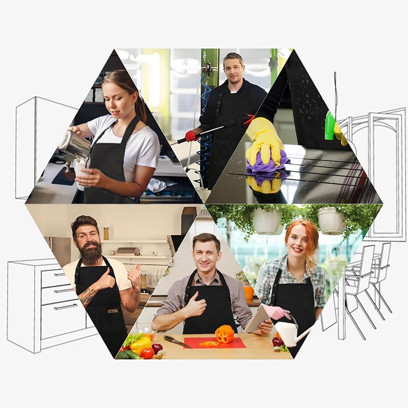 Apron for Women with Pockets, Initail Gardening Apron with Adjustable Straps, Large Pockets & Cross Back Design - color: Bk-k