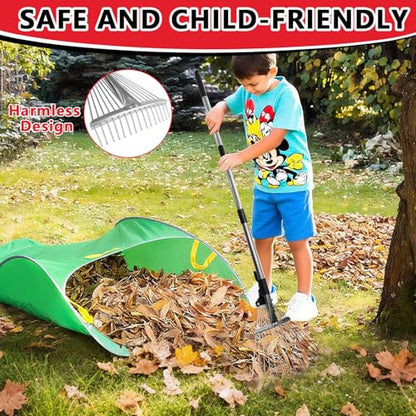 Leaf Rake Adjustable 23-75, Collapsible Metal Stainless Steel Garden Yard