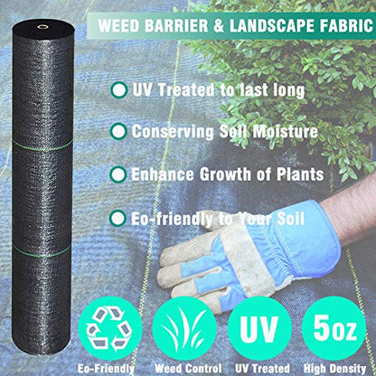 5FTx300FT Weed Barrier Landscape Fabric Heavy Duty 5oz Pro Ground Cover Mat - size: 5oz-5ftx300ft
