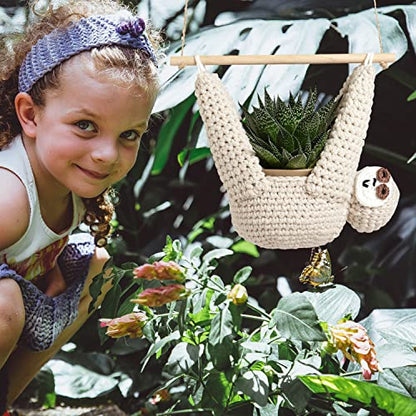 Evbopa Sloth Gifts Sloth Plant Hanger Plant Gifts Macrame Hanging Planter - size: 1 Pack