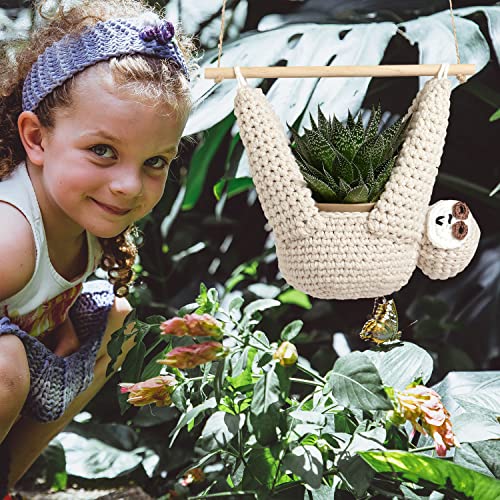 Evbopa Sloth Gifts Sloth Plant Hanger Plant Gifts Macrame Hanging Planter - size: 2 Pack