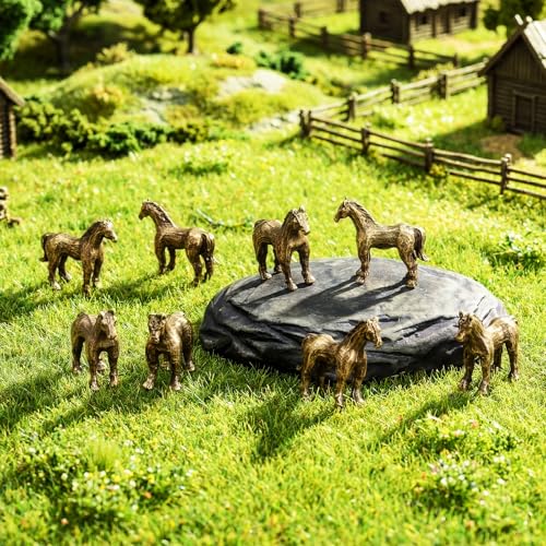 Civaner 50 Pcs Mini Brass Horses, Small Horses, Mini Metal Animals Statue - style: Horse