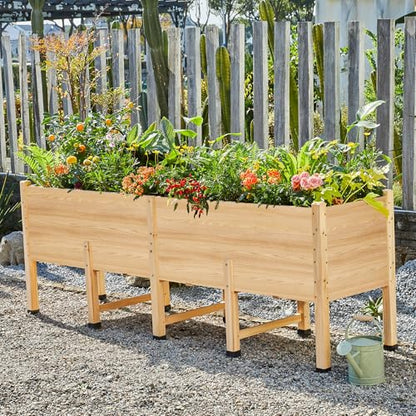 AMERLIFE 7x2 Ft Raised Garden Bed, 16 Inch Deep Wood Planter with Legs