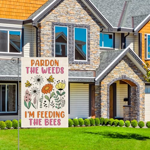 Perfectinsoy Pardon the Weeds I'm Feeding the Bees Garden Flag 12x18 - color: Beige68