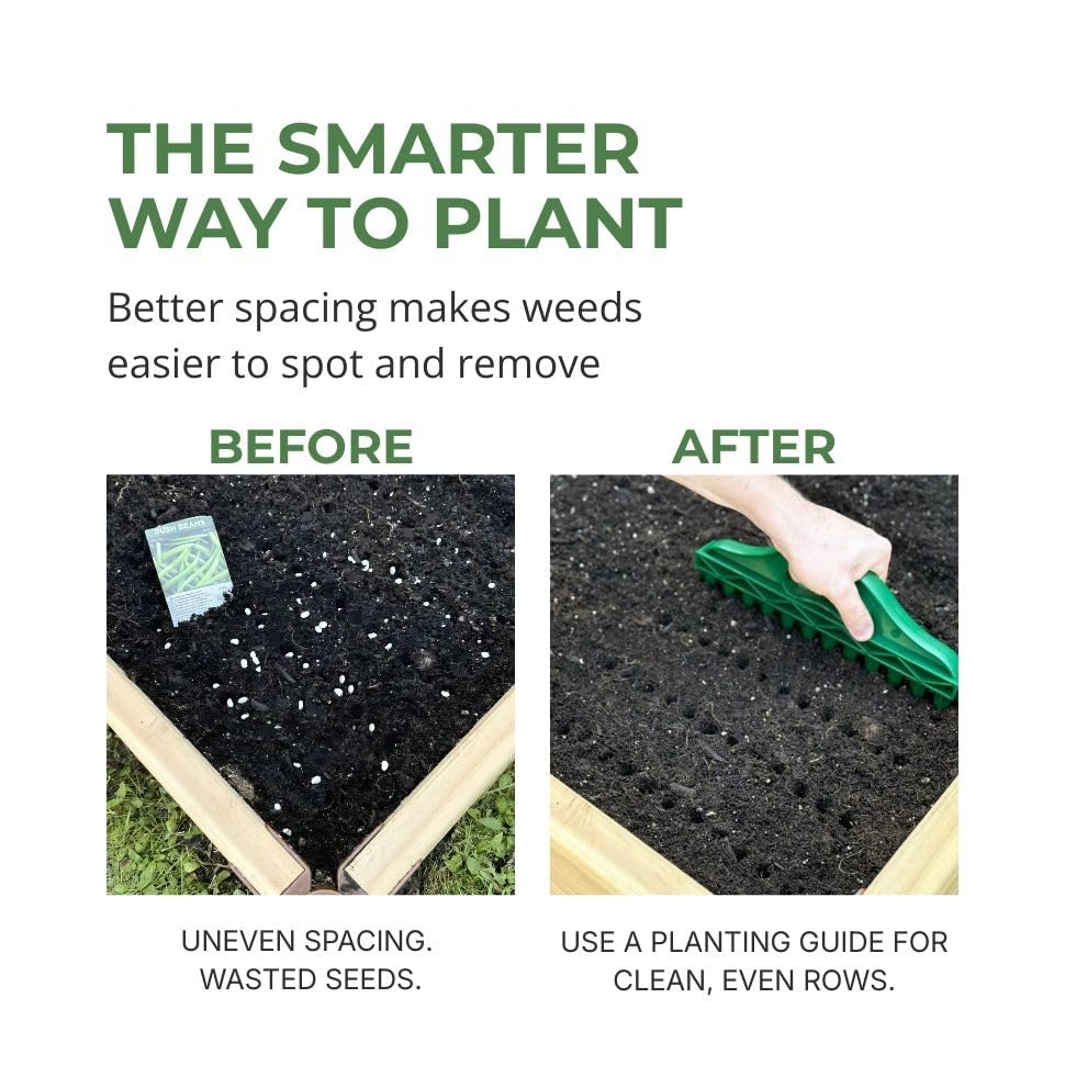 Row Seeder Tool for Seed and Seedling Spacing in Trays and Garden Rows Kit.
