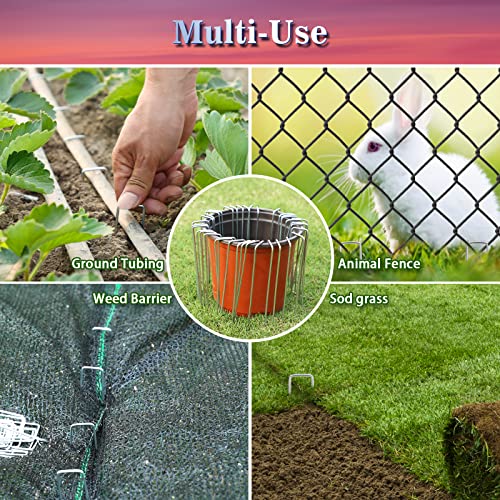 Gtongoko 120 Pack Landscape Staples 6 Inch, Galvanized Garden Stakes - size: 6 Inch
