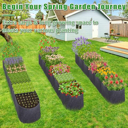 POILKMNI 12x2x1ft Oval Fabric Raised Garden Bed - size: 12x2x1ft Oval