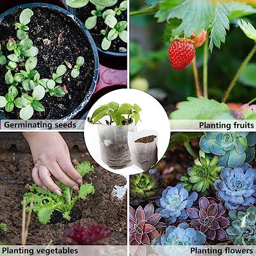 200Pcs Nursery Growing Bags, 5.8"x5" Small Grow Bag for Plants, Fabric Plant pots, Potato, Flower, Tomato Solid Seed Starter - size: 200pcs 5.8"x5"