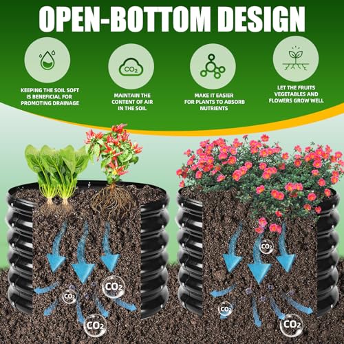 TBMLC 17" Tall,24" Diameter Elevated Round Metal Raised Garden Bed Black - color: Black, size: 2FT Diameter
