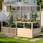 AMERLIFE Raised Garden Bed with Fencing and Trellis,18" Planting Depth - size: 6.6x5.6x3 FT