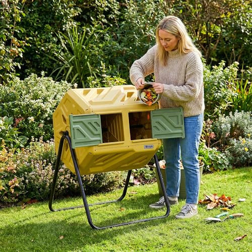 Werph 43 Gal Outdoor Compost Bin for Garden & Kitchen Waste, Yellow - color: Yellow