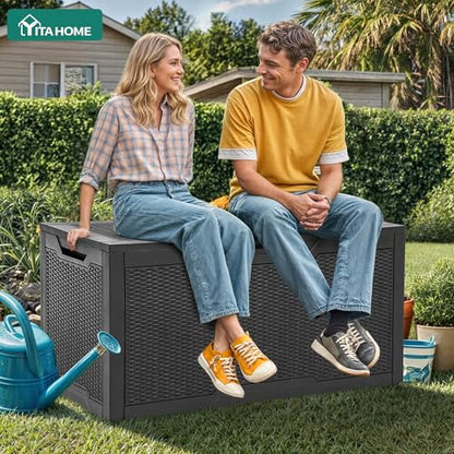 YITAHOME 100 Gallon Large Deck Box - color: Black