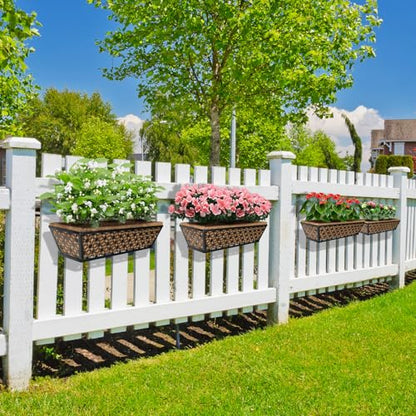 hehimhis Window Planter Box with Adjustable Bracket and Coco Liner for Porch, 24 Inch 4 Pack Balcony Planters Railing Hanging,Fence, Patio Hanging Planters for Garden Outdoor - size: 24 inch 4 pcs