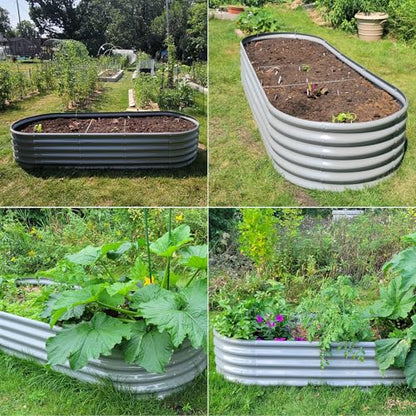 Galvanized Raised Garden Bed, 8x3x1.5ft Oval Metal Planter Box