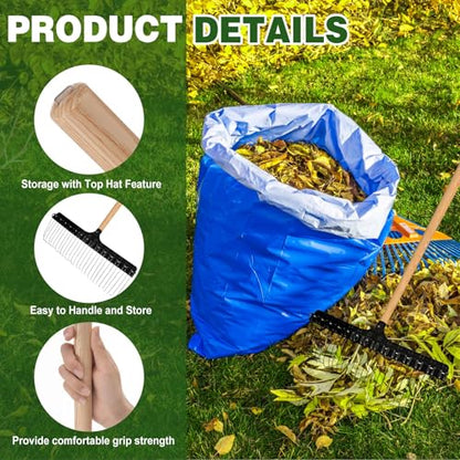 Leinuosen 2 Pack 48 Inch Replacement Wood Rake Handle for Leaf Rake - size: 48 Inch