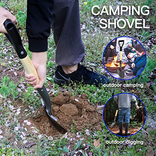 KOLEIYA Small Short Handle Shovel - 28 Inches Overall Length - Kids Metal Sand Shovel for Digging and Gardening - Metal + Wooden - color: Wood