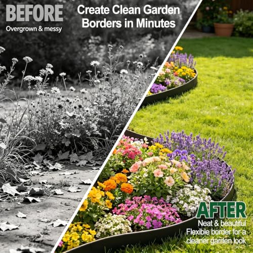 Landscape Edging Border, 2 in x 200 ft No Dig Garden Border, 300 Spikes - size: 200FT-2inch