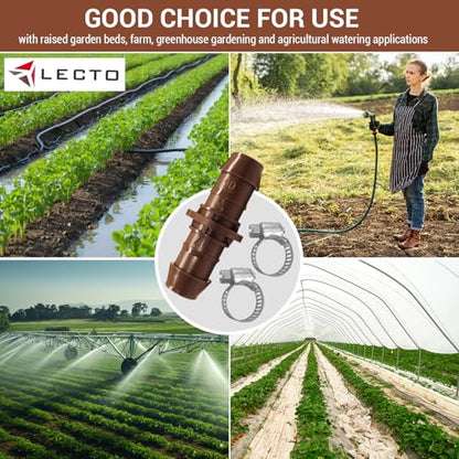LECTO Universal 5/8", 1/2", .700" Drip Line Repair & Extension Kit – 3 Pack Plastic Couplers with 6 Stainless Steel Hose Clamps - style: Coupler