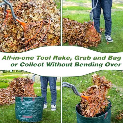 Walensee Leaf Grabber Rake, Long Handle Yard Debris Collector for Lawn