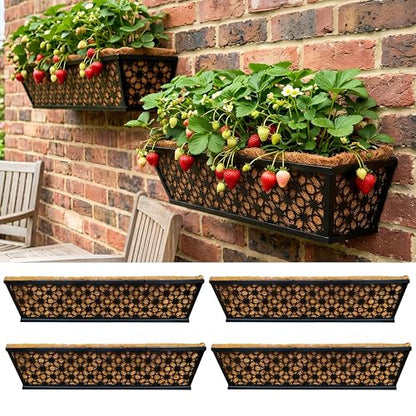 LaLaGreen Deck Wall Planter (24 in, 4 Pack) Black Horse Trough Window Box - size: 24" (61cm) x 4 pack