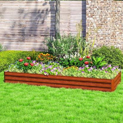 Outsunny 8' x 3' x 1' Galvanized Raised Garden Bed, Natural Wood - color: Natural Wood, size: 8' x 3' x 1'