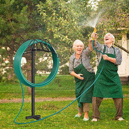 Wphold Garden Hose Holder Freestanding, Extra Thick Water Hose Stand, Heavy Duty Metal Garden Hose Storage,Garden Hose Reel, Water Hose Holders for Outside, Detachable Outdoor Hose Holder