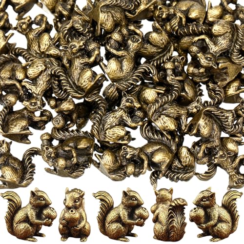 Weysat 50 Pcs Mini Bronze Squirrel Statue, Fall Squirrel Figurine Decor - style: Squirrels