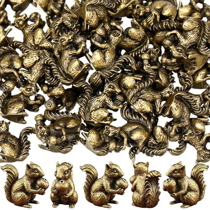 Weysat 50 Pcs Mini Bronze Squirrel Statue, Fall Squirrel Figurine Decor - style: Squirrels