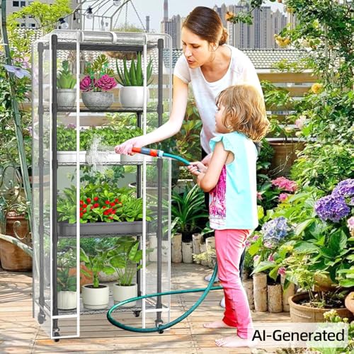 Mini 5-Tier Greenhouse for Indoor, 23.2" L×13.4" W×61.4" H