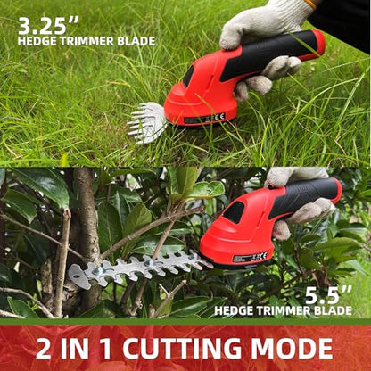 Cordless Grass Shear & Shrubbery Trimmer 2 in 1 Handheld Electric Grass Trimmer Hedge Shears/Grass Cutter
