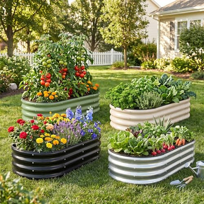 1MORE Galvanized Raised Garden Bed Outdoor,Planter Bed 4x2x1ft,White,4-Pk - color: White