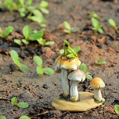 Top Collection Miniature Fairy Garden and Terrarium Statue, Frog on Mushrooms - color: Frog on Mushrooms
