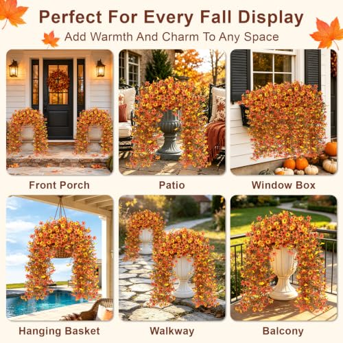 Artificial Hanging Flowers for Outdoors, 2 PCS 344-Bloom UV Resistant Mums - color: Orange Yellow Gradient