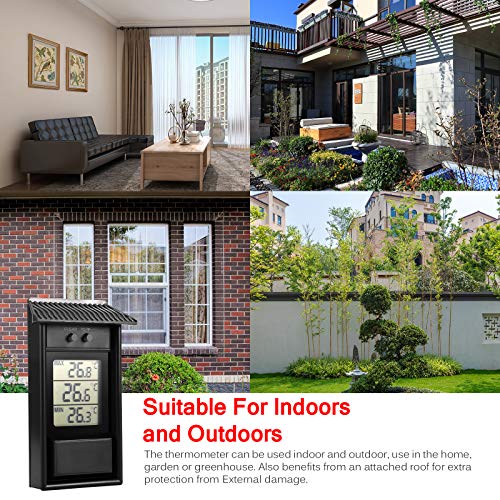 Min Max Thermometer, LCD Digital Wall Mount Greenhouse Temperature - color: Black