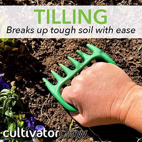 Bear Paws Cultivator Claw - Ergonomic Gardening Tools - Hand Held Garden Tool - Hand Rake - Strong Nylon Weeder - Manual Weeding, Aerating, Cultivating… - color: green