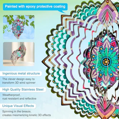 Wind Spinner Mandala Jasmine, Stainless Steel Wind Spinners - color: Mandala Jasmine