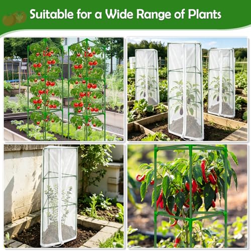 3 Pack Tomato Cages for Garden with Tomato Netting