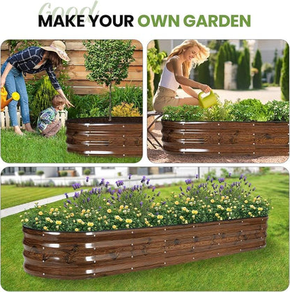 G GOOD GAIN Raised Garden Beds Galvanized, Metal Planter Boxes Kit, Grain - color: Grain, size: 8×2×1ft (1 Pack)