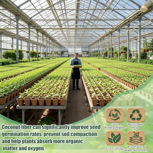 500 Sets Seed Starter Plant Pot Kit, 2.36" Square Peat Pots, Compressed Coir Fiber Potting Soil, Biodegradable Nursery Pot Bulk, Garden Germination Container with Planting Labels for Plant