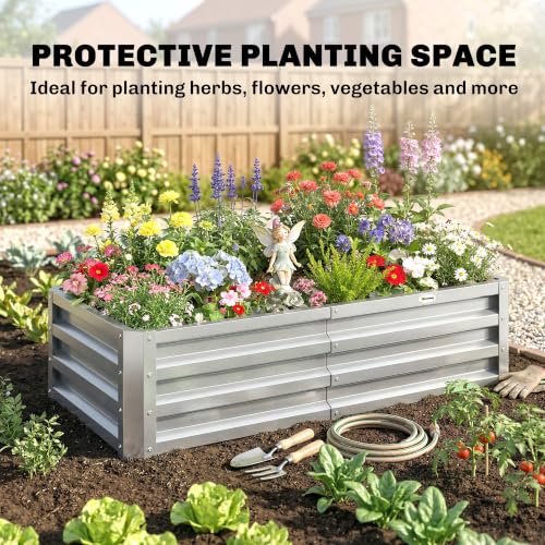 Outsunny 4' x 2' x 1' Galvanized Raised Garden Bed, Silver - color: Silver
