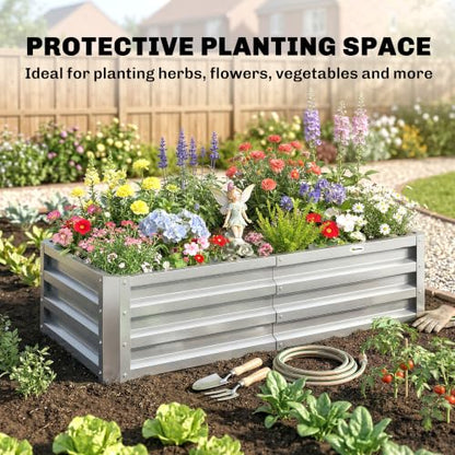 Outsunny 4' x 2' x 1' Galvanized Raised Garden Bed, Silver - color: Silver