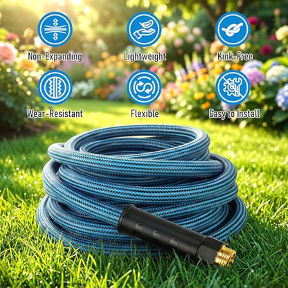 Garden Hose 25 ft, Non-Expanding Lightweight Kink-Free Flexible Water Hose - color: Black+Blue, size: 25ft