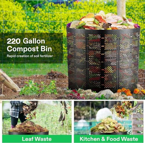 VIVOSUN 220 Gallon Outdoor Compost Bin, Expandable Composter - size: 220 Gallon