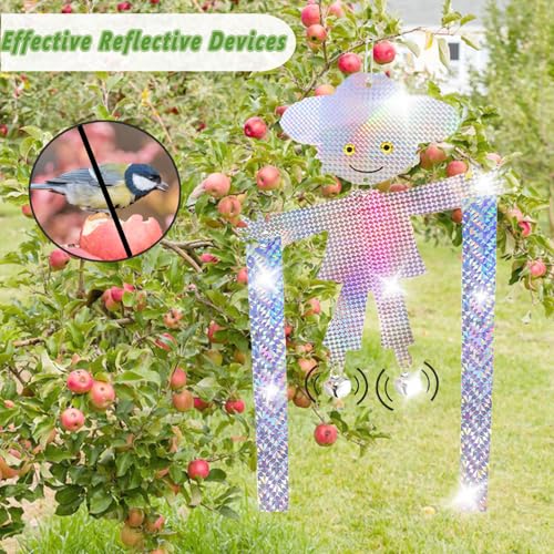 Hanging Bird Scare Reflective Devices, Scarecrow Highly Reflective Bird Deterrents Double-Sided Reflectors Keep Birds Away for Garden, Orchards, Patio, Yard (Scarecrow)